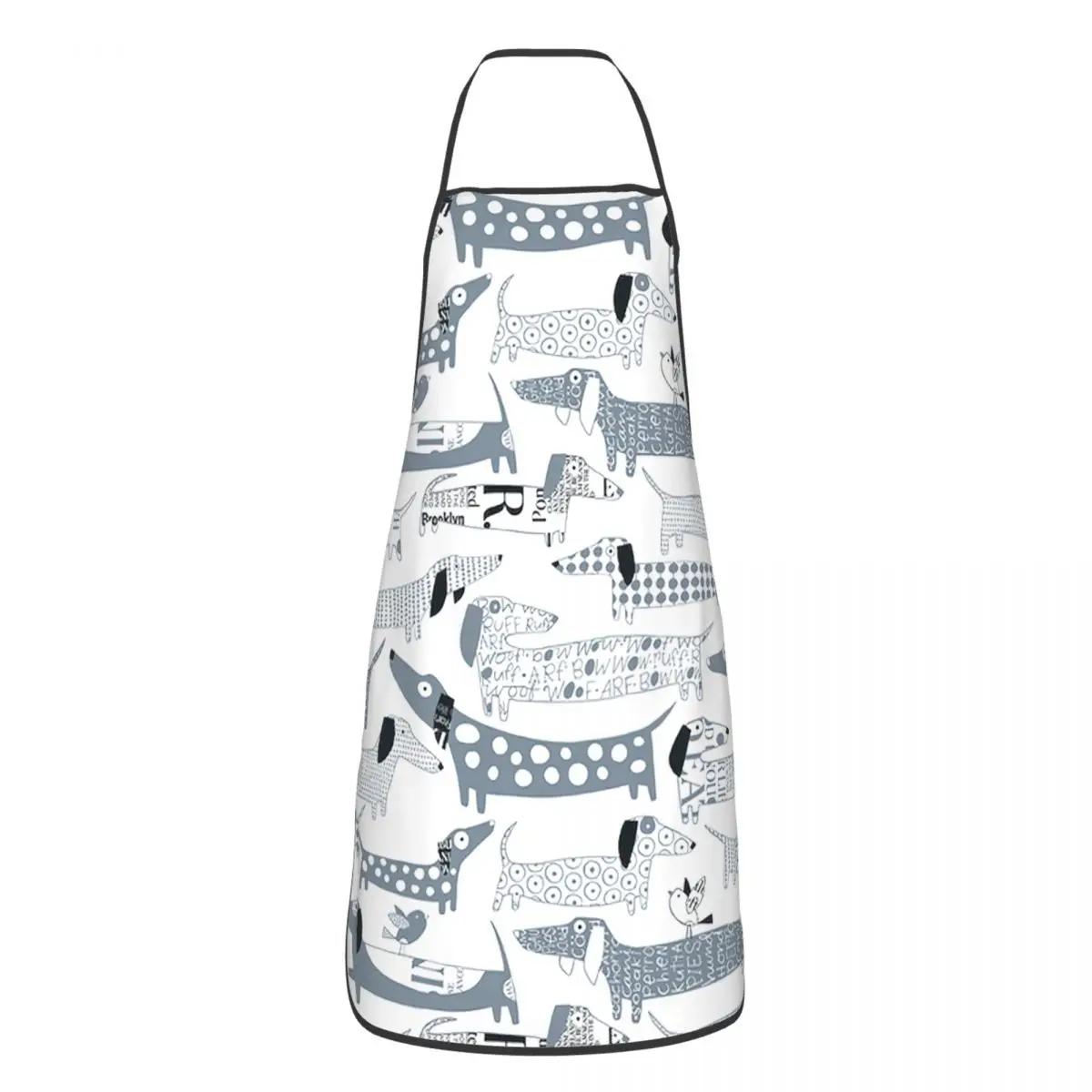 Wiener Dog Polyester Aprons 52*72cm Kitchen Grill Bib Tablier Cooking Home Cleaning Pinafores for Chef Barista